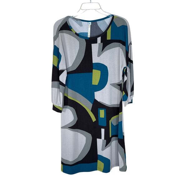 Uncle Frank Abstract Geometric Shift Dress size Small Green Grey Black Tan - Picture 1 of 7